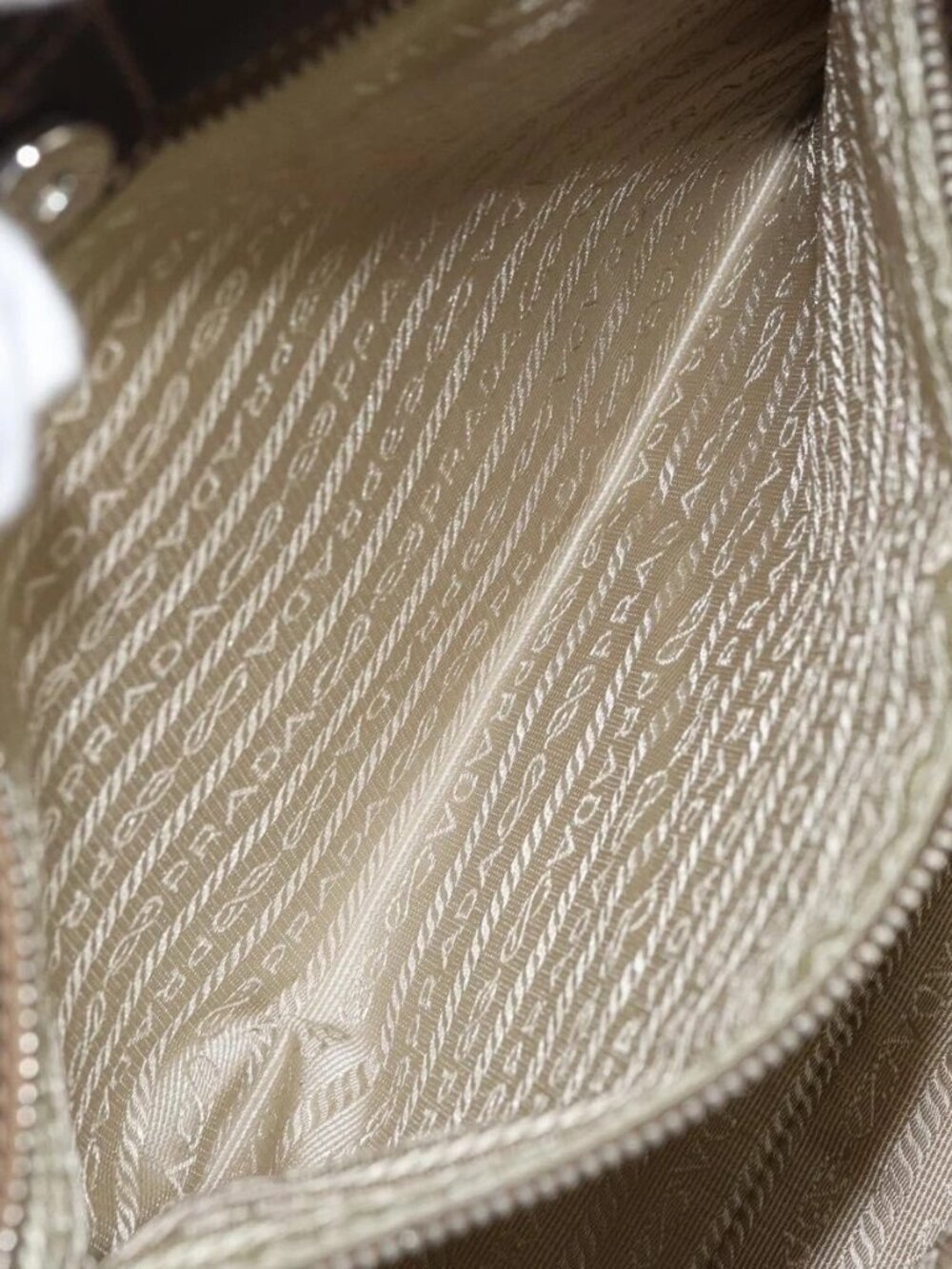 PRADA Tote Bag Canvas Beige Silver Auth 162142 - Picture 12 of 16